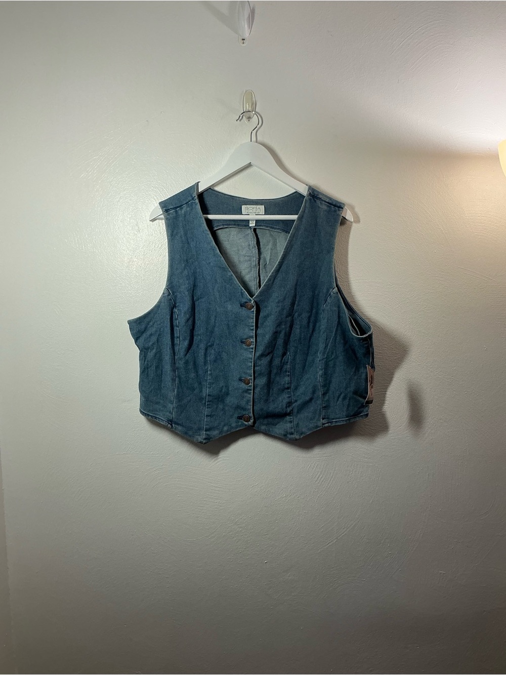 Sofia By Sofia Vergara Blue Denim Button-Front Vest Size XXL (20)